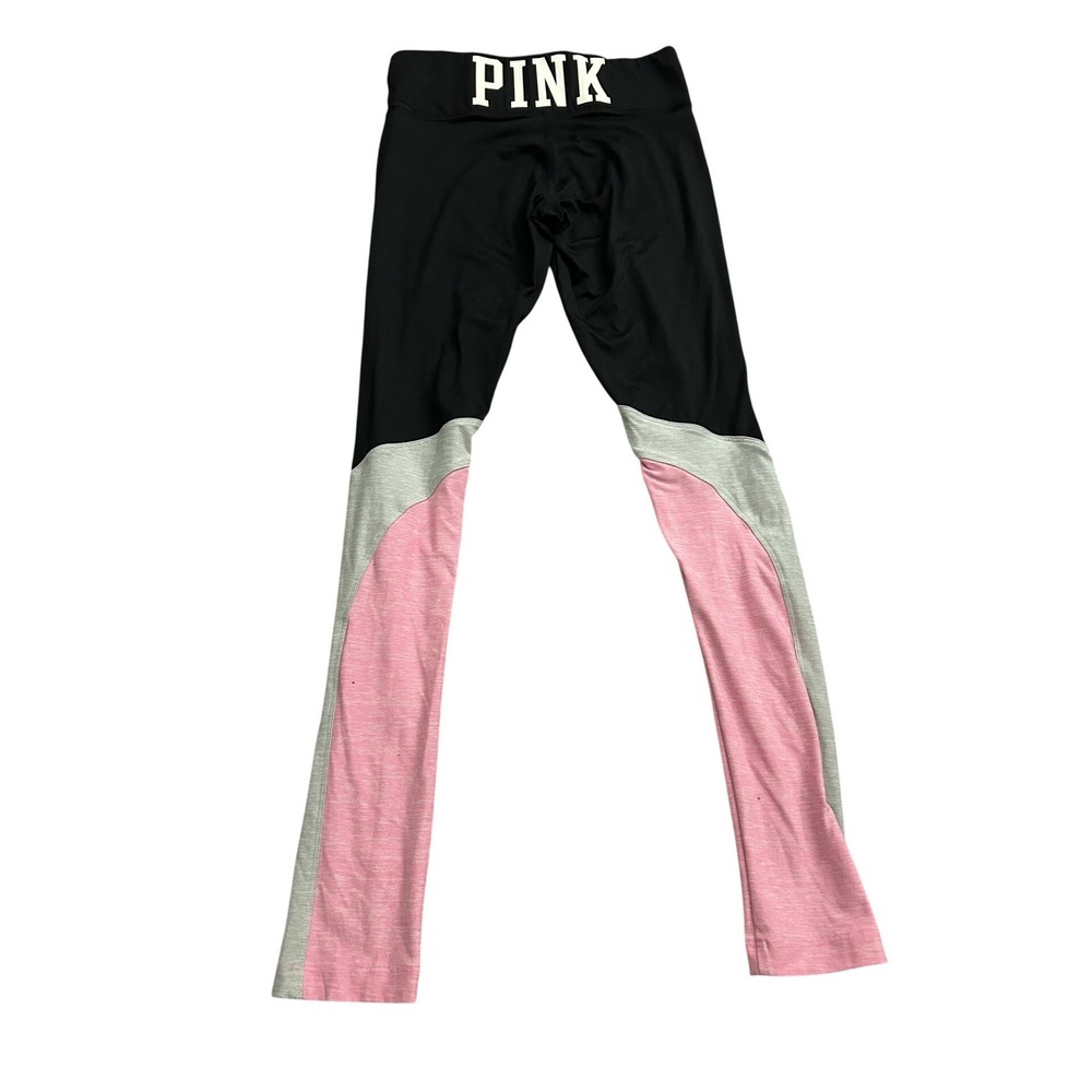 Victoria's Secret PINK Yoga Leggings Womens XS Black Pink Excellent Colorblock